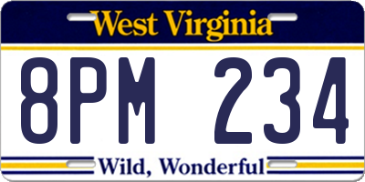 WV license plate 8PM234