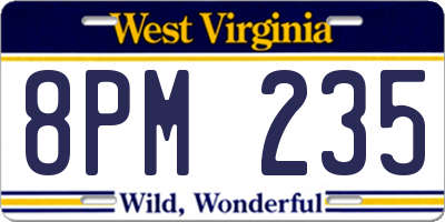 WV license plate 8PM235