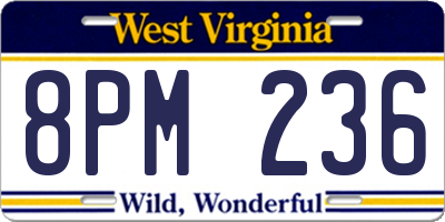 WV license plate 8PM236