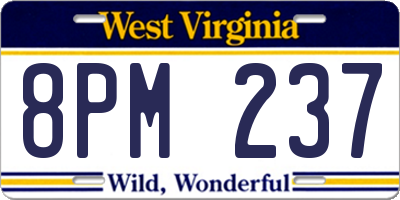 WV license plate 8PM237