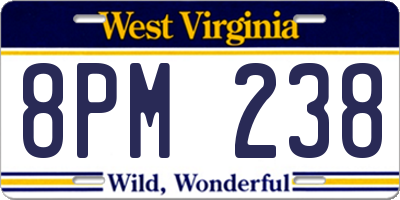 WV license plate 8PM238