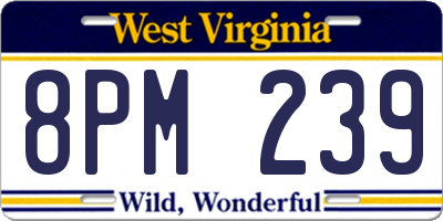 WV license plate 8PM239