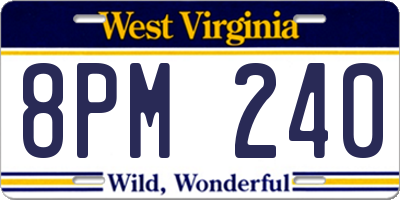 WV license plate 8PM240