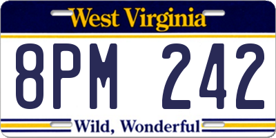 WV license plate 8PM242