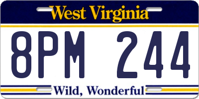 WV license plate 8PM244