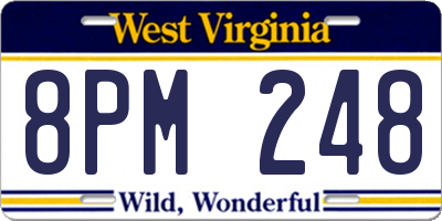 WV license plate 8PM248