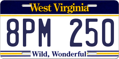 WV license plate 8PM250