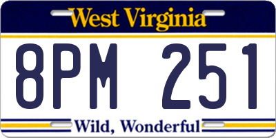 WV license plate 8PM251