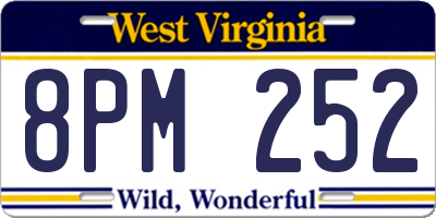 WV license plate 8PM252