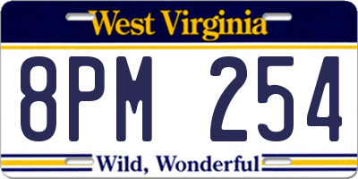 WV license plate 8PM254