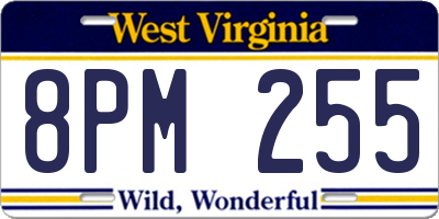 WV license plate 8PM255