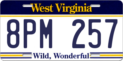 WV license plate 8PM257