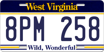 WV license plate 8PM258
