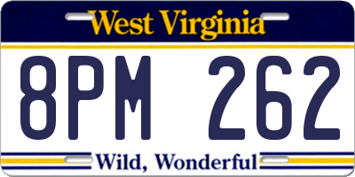 WV license plate 8PM262