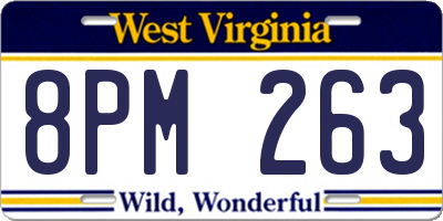 WV license plate 8PM263