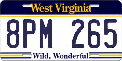 WV license plate 8PM265