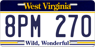 WV license plate 8PM270