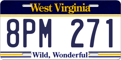 WV license plate 8PM271