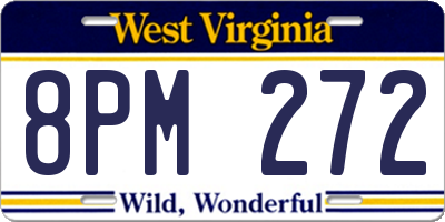 WV license plate 8PM272