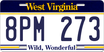WV license plate 8PM273