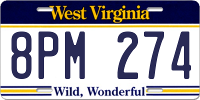WV license plate 8PM274