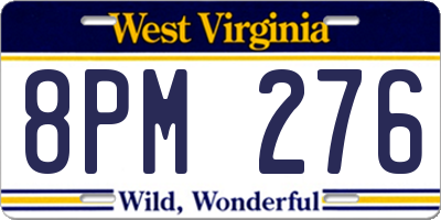WV license plate 8PM276