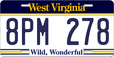 WV license plate 8PM278