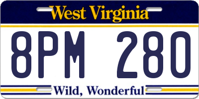 WV license plate 8PM280