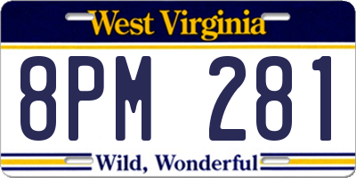 WV license plate 8PM281