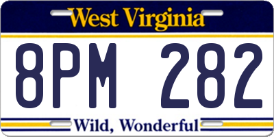 WV license plate 8PM282
