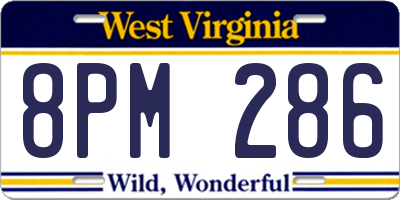 WV license plate 8PM286