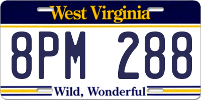 WV license plate 8PM288