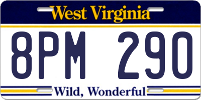 WV license plate 8PM290