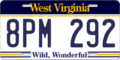 WV license plate 8PM292