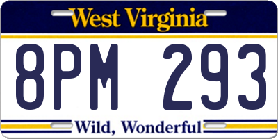 WV license plate 8PM293
