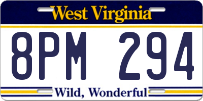 WV license plate 8PM294