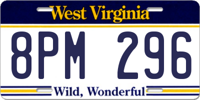 WV license plate 8PM296
