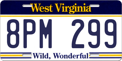 WV license plate 8PM299
