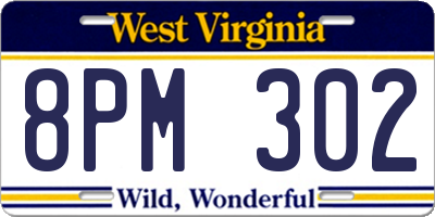 WV license plate 8PM302