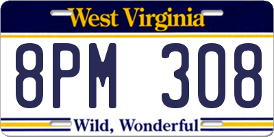 WV license plate 8PM308
