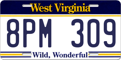 WV license plate 8PM309