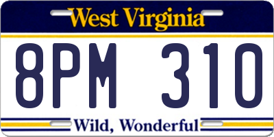 WV license plate 8PM310