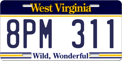 WV license plate 8PM311