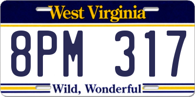 WV license plate 8PM317