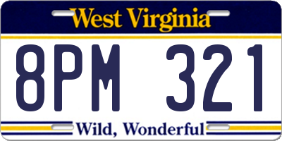 WV license plate 8PM321