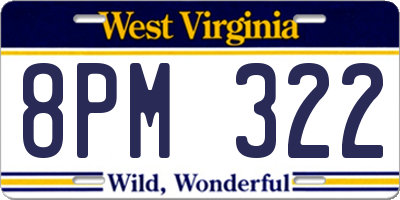 WV license plate 8PM322