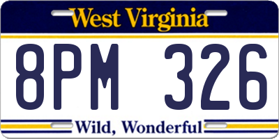 WV license plate 8PM326