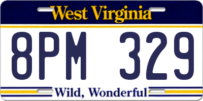 WV license plate 8PM329