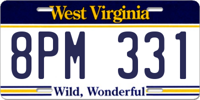 WV license plate 8PM331