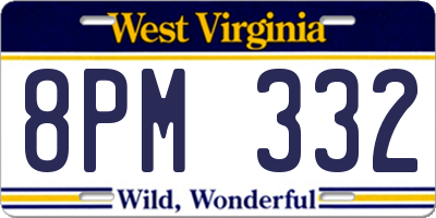 WV license plate 8PM332